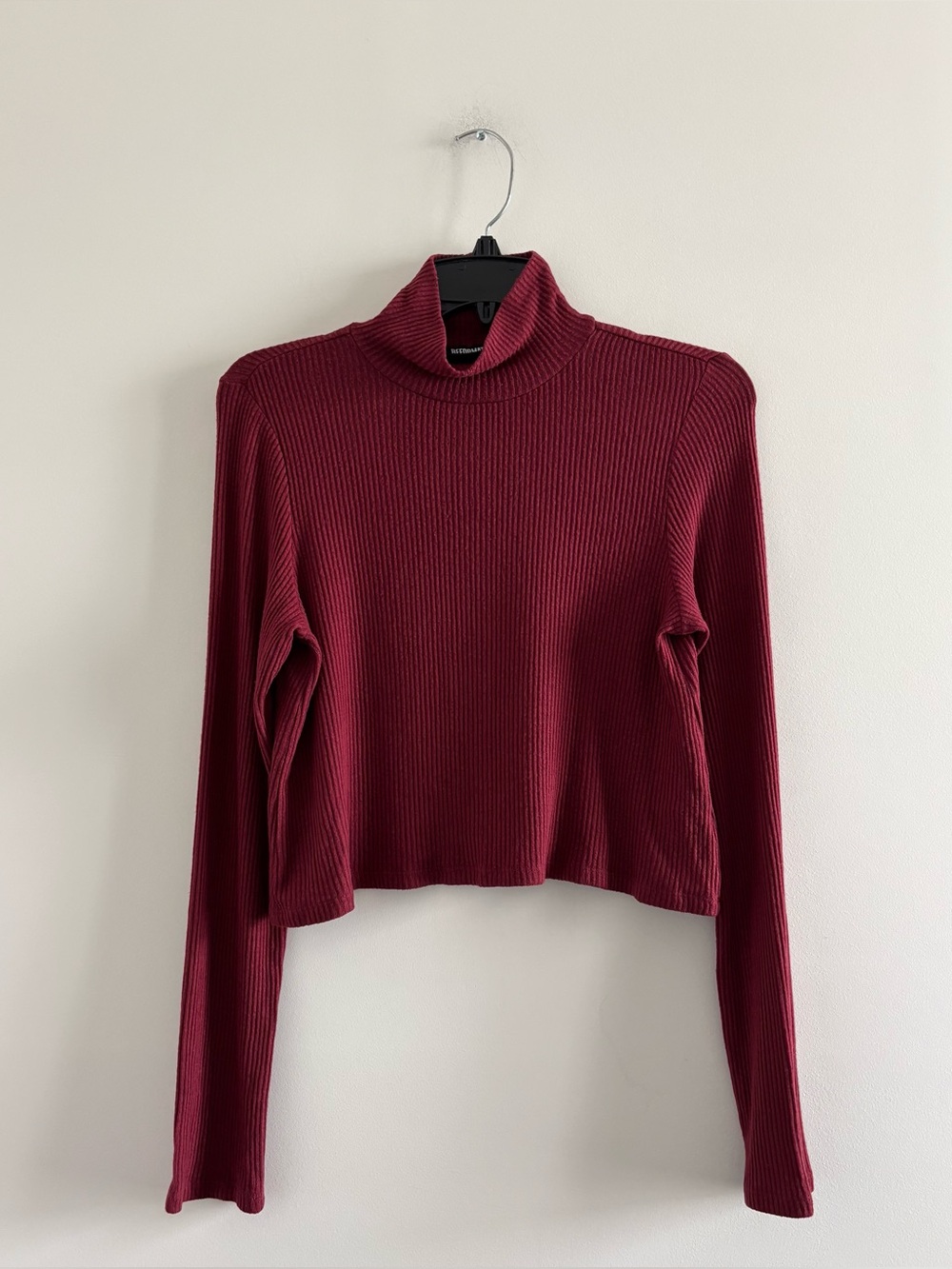 REFORMATION Turtleneck Crop Top Burgundy Ribbed Knit Women M 90s Grunge Preppy - Picture 3 of 11